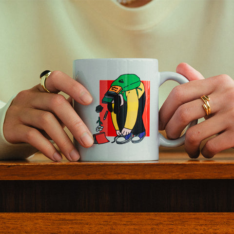 靴紐結んでたら鞄から中身出てきた | マグカップ