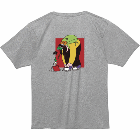 靴紐結んでたら鞄から中身出てきた | Tシャツ 杢グレー