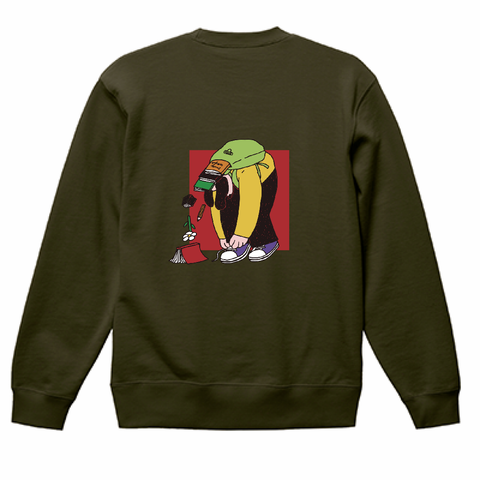 靴紐結んでたら鞄から中身出てきた | スウェット オリーブ