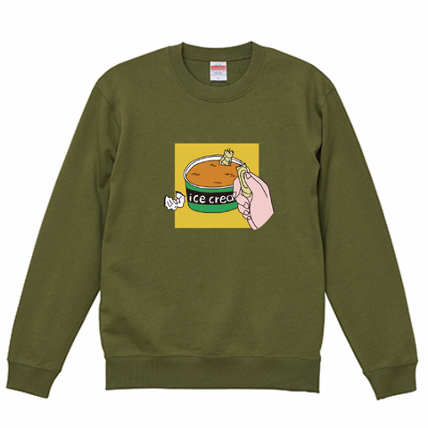 固いアイスに負けたスプーン | スウェット ライトオリーブ