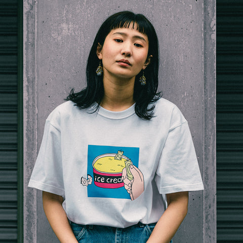 固いアイスに負けたスプーン | Tシャツ ホワイト レモン