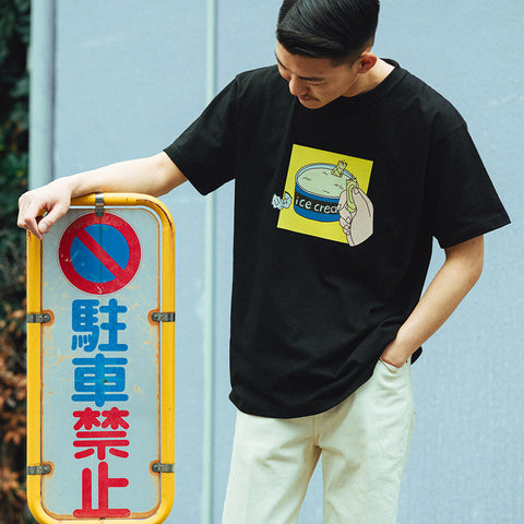 固いアイスに負けたスプーン | Tシャツ ブラック