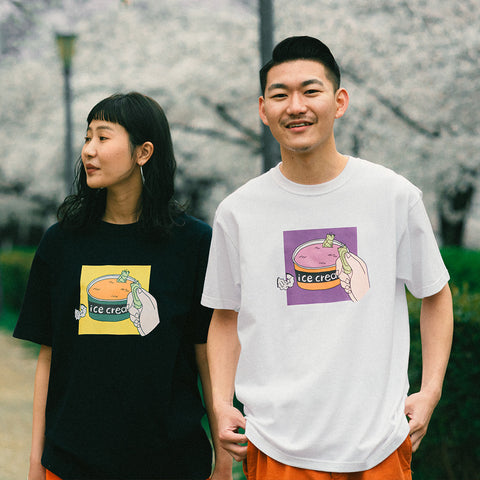 固いアイスに負けたスプーン | Tシャツ ホワイト