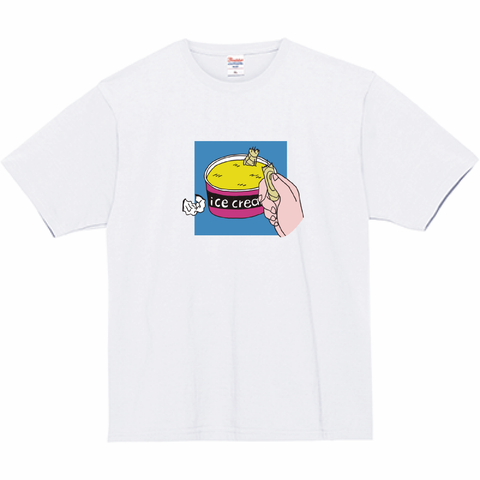 固いアイスに負けたスプーン | Tシャツ ホワイト レモン