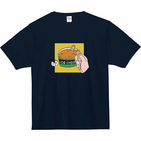 固いアイスに負けたスプーン | Tシャツ ネイビー
